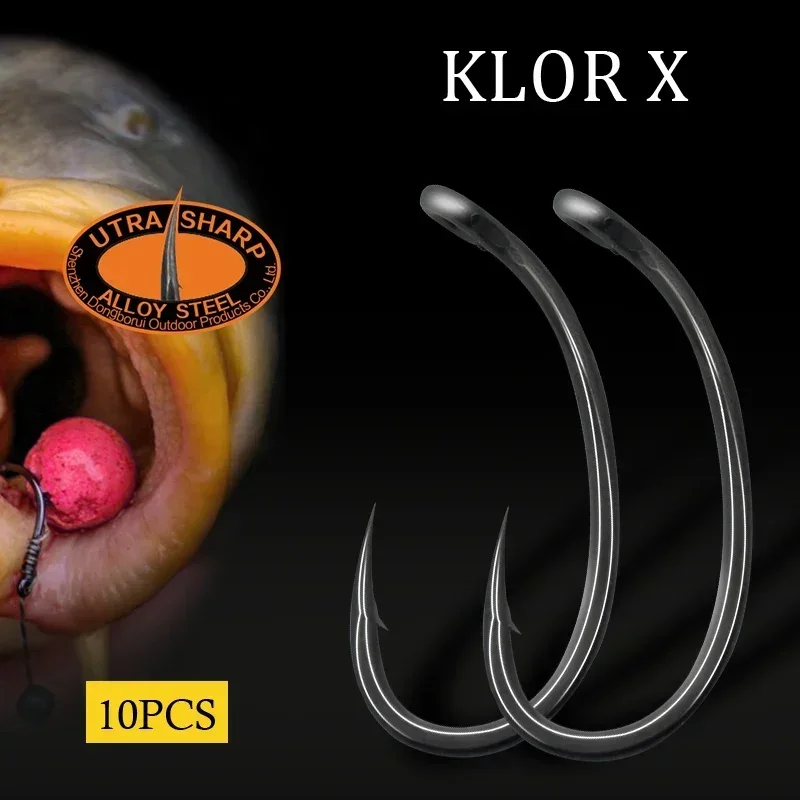 Fishing Hook Assortment - 10pcs ปลาคาร์พตะขอตกปลาโค้งยาว Beak Point เคลือบ PTFE